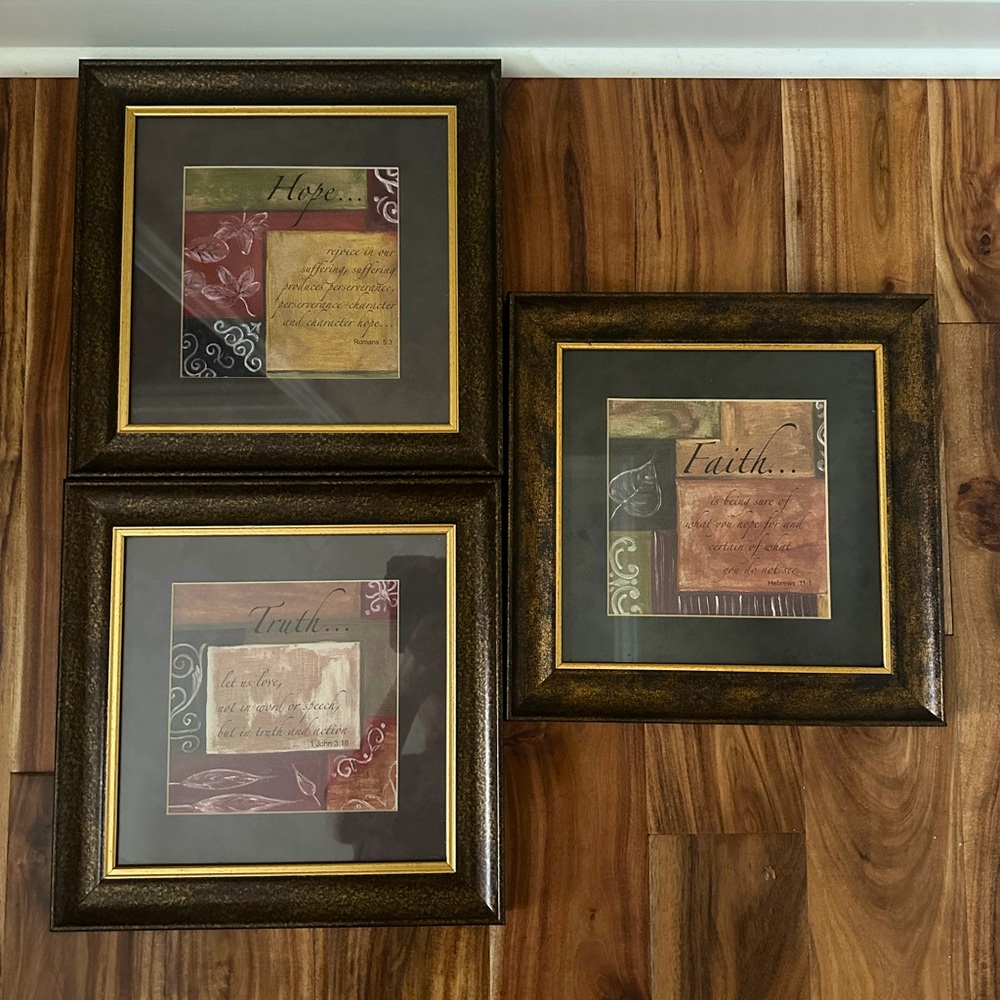 Inspirational wall art from BB&B - 3 picture set NWT
